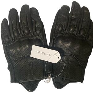 Harssidanzar Black Leather Motorcycle Gloves
Men’s Size Small Touchscreen Able